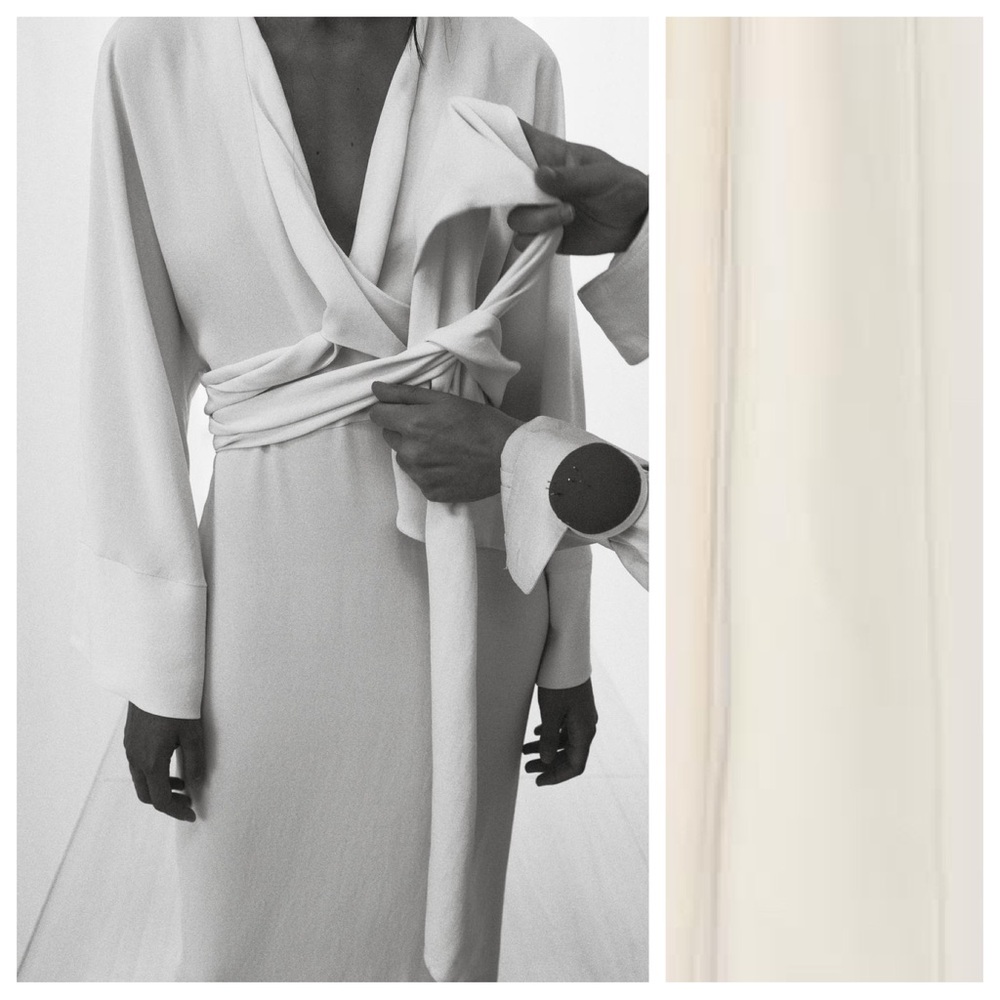 Zara Cream Midi Dress with Long Sash - Picture 4 of 9